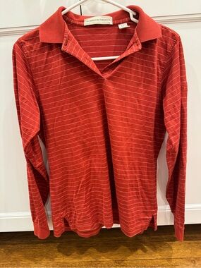 Fairway & Greene Women’s Red Striped Long-Sleeve Polo Shirt